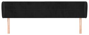 Testiera ad orecchio nera 183x23x78/88 cm in velluto