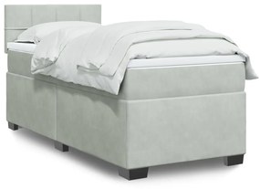 Giroletto A Molle Con Materasso Grigio Chiaro 90x200 Cm Velluto /