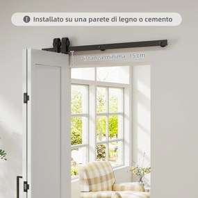 Porta Scorrevole a Libro 90x210 cm con Superficie Verniciabile in MDF e Carbonio Bianco...