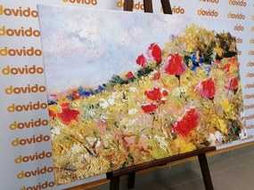 Quadro su tela – Papaveri dipinti sul prato