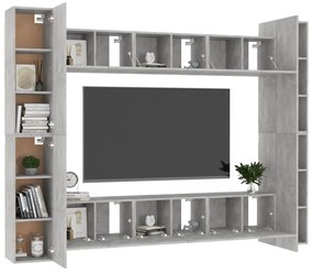 Set porta tv 10 pz grigio cemento in truciolato