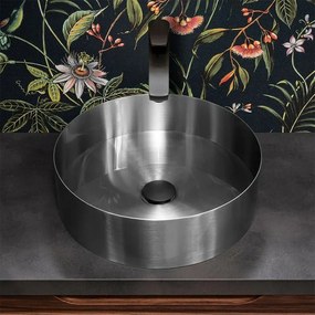 Lavabo da appoggio tondo 40 cm in acciaio inox satinato Goya