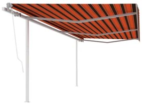 Tenda da Sole Retrattile Automatica Pali 6x3 m Arancio Marrone
