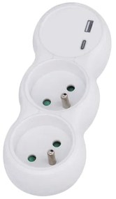 Solight P100USBC - Multipresa con un USB A+C charger 2x10A bianco