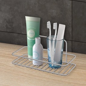 Mensola da bagno da appendere/senza foratura color argento lucido in acciaio Luxy – Metaltex