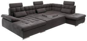 Divano angolare color antracite allungabile e con contenitore (con penisola a destra/a U) Merkur – Ropez