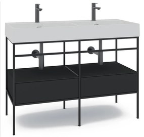 Mobile sottolavabo e lavabo Outline per doppia vasca nero L 120 x H 89 x P 45.5 cm 2 cassetti