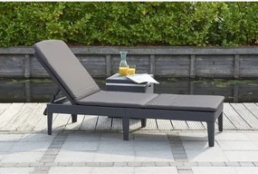 Lettino Prendisole In Resina Effetto Rattan Intrecciato Con Cuscino Jaipur Allibert Graphite