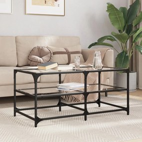 Tavolini Con Piano Vetro Trasparente 2 Pz 98,5x50x45 Cm Acciaio /