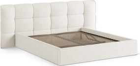 Letto matrimoniale imbottito avorio con contenitore con rete inclusa 140x200 cm Eric – Micadoni