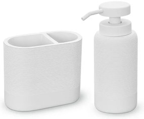 Set accessori bagno 2 pezzi in poliresina bianca Marica