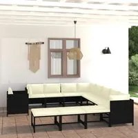 Set Divani da Giardino 12 pz con Cuscini in Polyrattan Nero 3059803