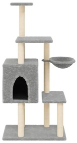 Albero per gatti con tiragraffi in sisal grigio chiaro 131 cm