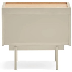 Comodino beige/tonalità naturale con decoro in rovere Otto - Teulat