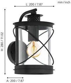 Eglo 94843 - Lampada da esterno HILBURN 1xE27/60W/230V
