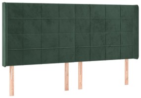 Letto a Molle con Materasso e LED Verde Scuro 200x200cm Velluto