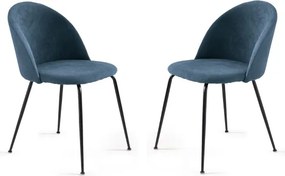 Sedia da pranzo in tessuto Blu e gambe metallo Nero - KAREN 2 sedie