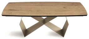 Tavolo allungabile 300 cm con base metallo Beige e piano Rovere Crudo WALL