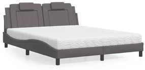 Letto Con Materasso Grigio 160x200 Cm İn Similpelle /