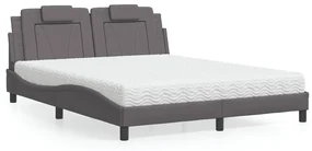Letto Con Materasso Grigio 160x200 Cm İn Similpelle /