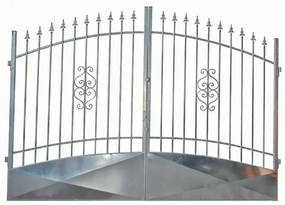 Cancello manuale battente Emilius 4000 in ferro, apertura centrale, L 408.5, H 165-195 cm, di colore grigio zincato