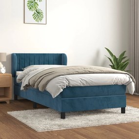 Giroletto A Molle Con Materasso Blu Scuro 90x190 Cm İn Velluto /