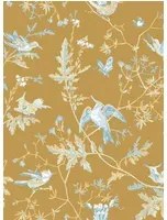 Cole & Son Tapete Hummingbirds - Ice Blue on Metallic Gold