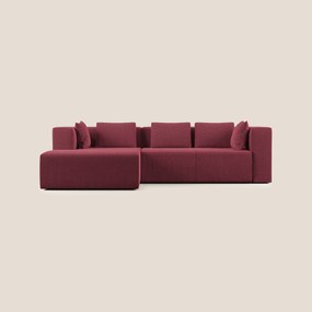 Nettuno divano angolare componibile in morbido tessuto bouclè T07 rosso sinistro