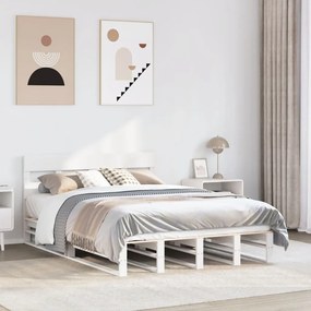 Letto Senza Materasso Bianco 160x200 Cm Legno Massello Di Pino /