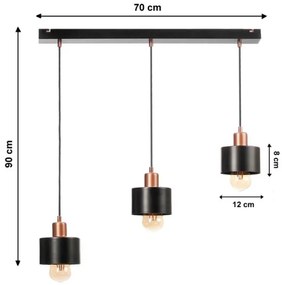 Lampadario a sospensione con filo BODO 3xE27/60W/230V