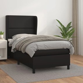 Giroletto a molle con materasso nero 80x200 cm in similpelle
