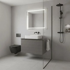 Mobile da bagno sospeso sotto lavabo Pixel grid 1 cassetto L 60 x H 40 x P 45.5 cm grigio carbone laccato opaco, con maniglia alluminio brillante