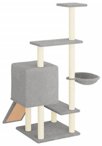 Albero per gatti con tiragraffi in sisal grigio chiaro 130,5 cm