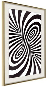 Poster  Black and White Swirl  Cornice Quadri Cornice d'oro con passe-partout, Larghezza x Altezza Home decor 20x30