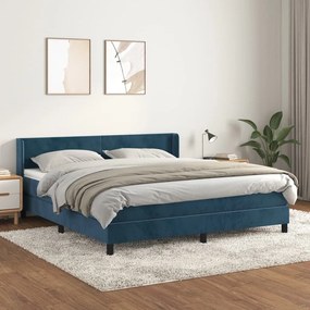 Giroletto A Molle Con Materasso Blu Scuro 160x200 Cm İn Velluto /
