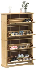 Scarpiera Corona 99x32x163,5 Cm İn Legno Massello Di Pino /