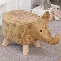 Sgabello Poggiapiedi Basso per Bambini a Forma di Elefante Pouf Marrone