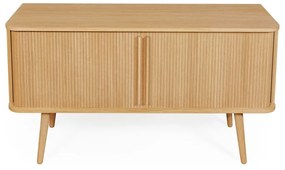 Cassettiera bassa colore naturale con trama in rovere con ante scorrevoli 138x75 cm Rove - Woodman