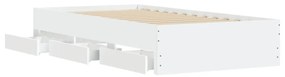Giroletto con cassetti bianco 90x200 cm in legno multistrato