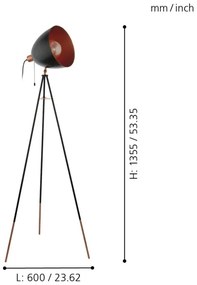 Eglo 49386 - Lampada da terra CHESTER 1xE27/60W/230V