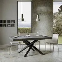 Tavolo da Pranzo Volantis 90x180 Allungato 90x440 in Nobilitato e Ferro Colore: Cemento