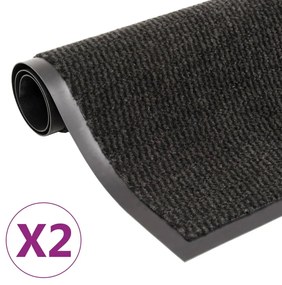 Tappeti Antipolvere 2 Pz Rettangolari Trapuntati 120x180cm Neri /