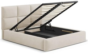 Letto matrimoniale imbottito beige con contenitore con rete inclusa 200x200 cm Libera – Windsor &amp; Co Sofas