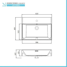 Mobile bagno sospeso cannettato 60 cm noce canaletto con specchio Bali