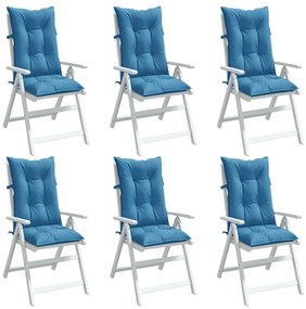 Cuscini Sedia Schiena Alta 6 Blu Mélange 120x50x7 Tessuto /