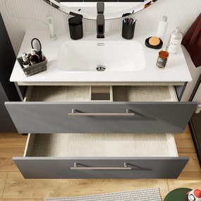 Base sospesa Remix 2 cassetti, L100 X P45X H57.7 cm , grigio cemento