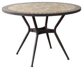 BRAIS - tavolo con piano rotondo e mosaico beige e antracite