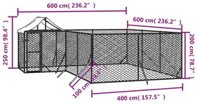 Cuccia cani da esterno tetto argento 6x6x2,5 m acciaio zincato