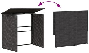 Divano da giardino con tavolo e cuscini a l nero in polyrattan
