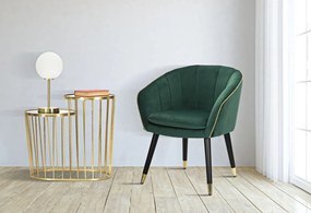 Poltrona Paris 62x58x78 cm in Legno Spugna Metallo e Poliestere Verde e Oro...